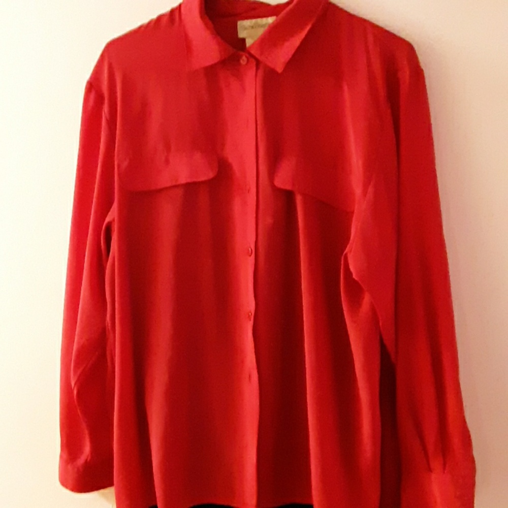 Red silk feel blouse